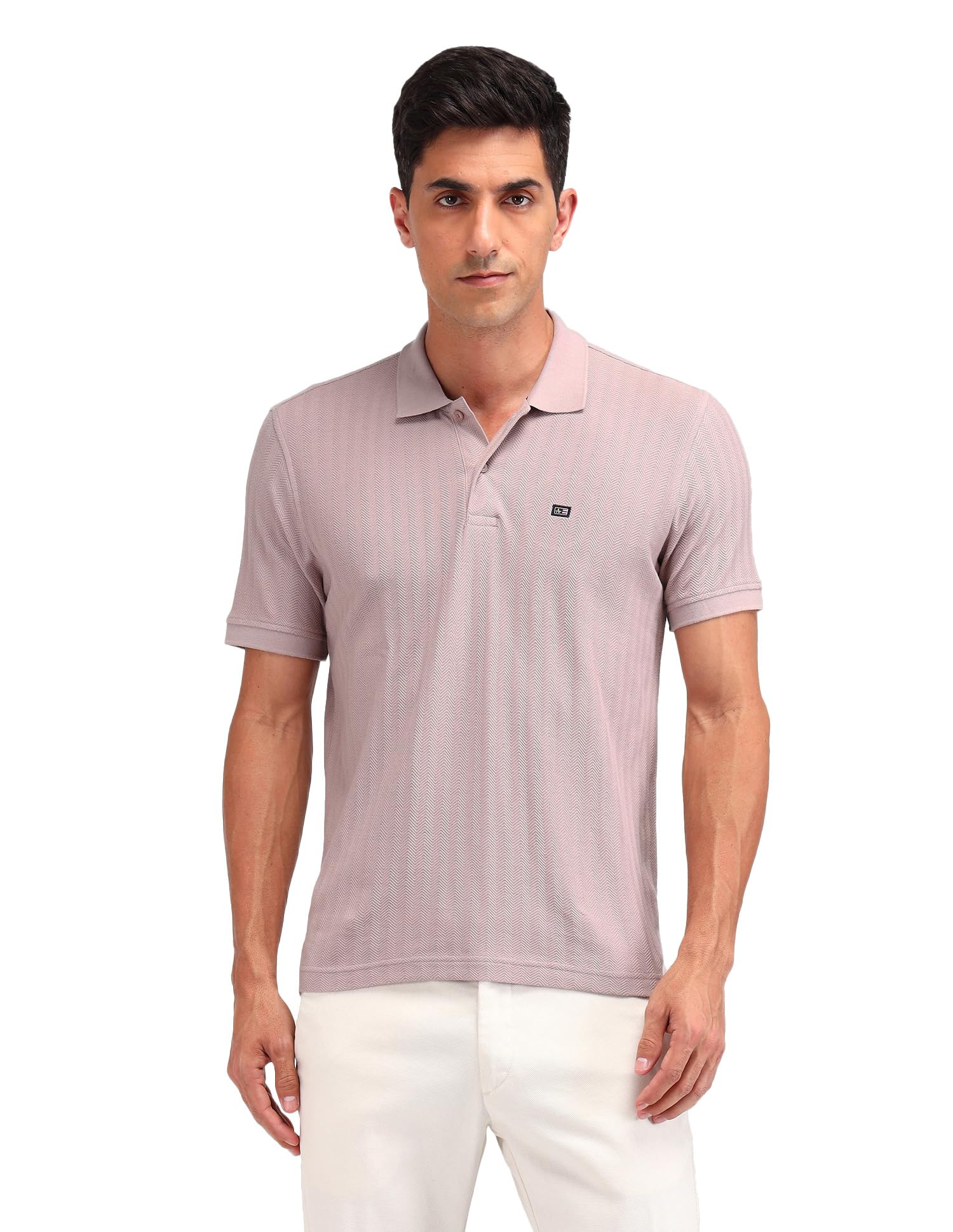 arrow sports Men's Brown Self-Design Polo Collar Half Sleeve Casual Cotton Regular Fit Polo Shirt-picture-12