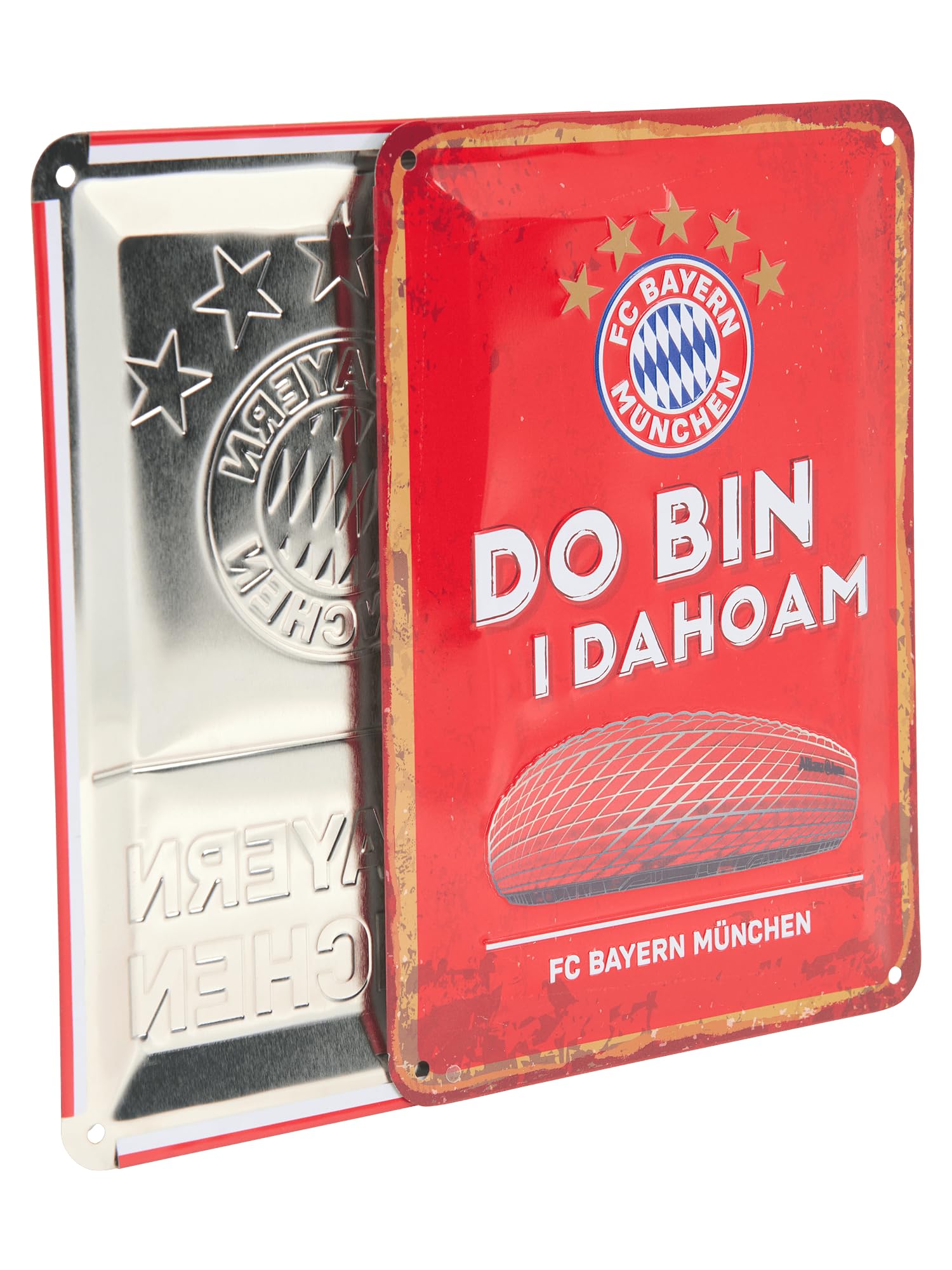 FC Bayern München Lot de 2 plaques en métal - Rouge