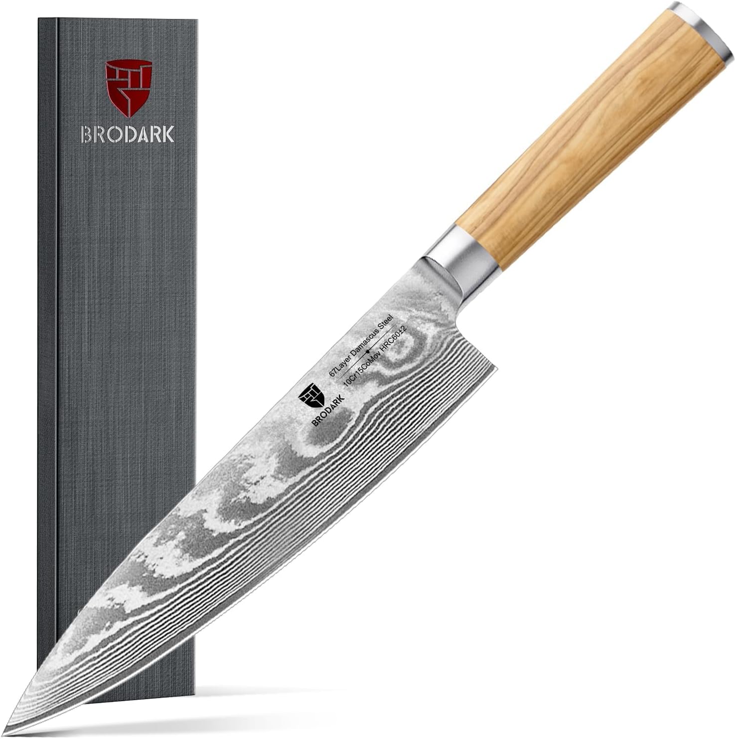 DELLINGER Okse Jagdmesser – VG-10 Damaststahl, 155 Mm Klinge, Ebenholz-Griff, Inklusive Lederscheide