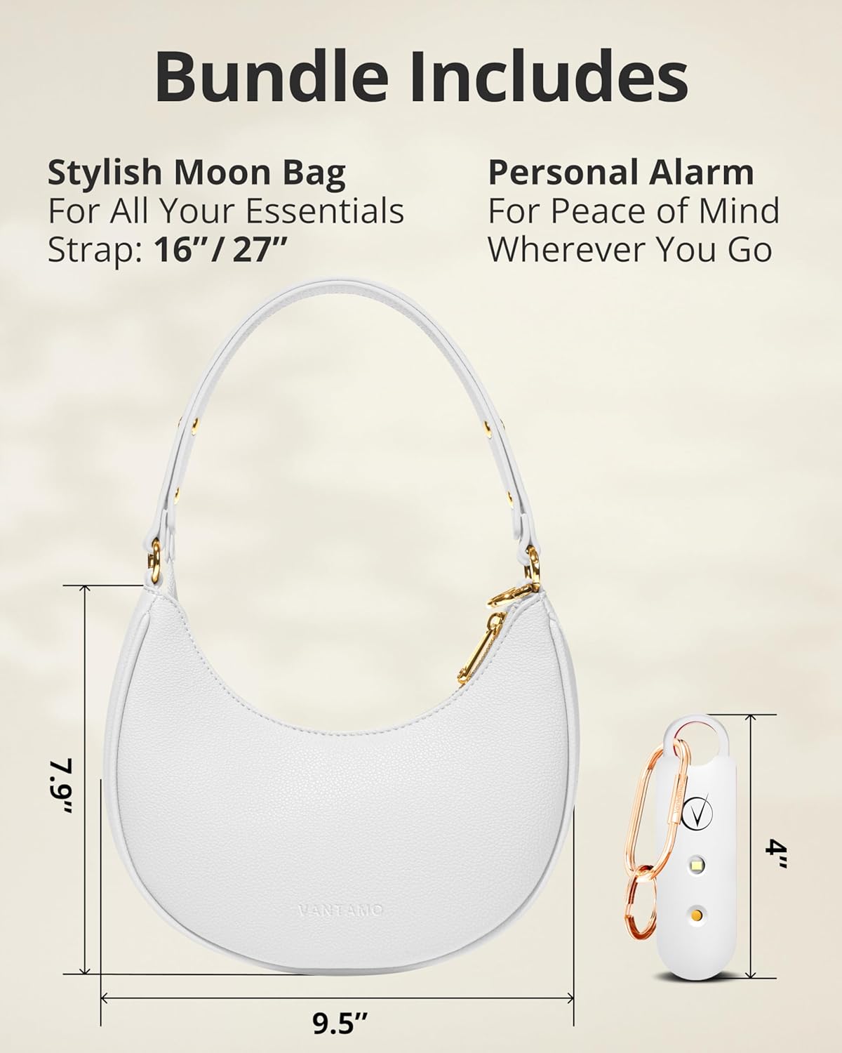 Vantamo Half Moon Clutch Bag for Women with Anti Theft RFID Protection and Personal Alarm for Women - Image 3