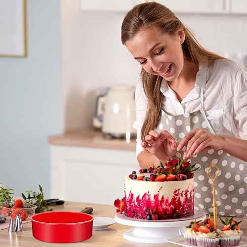 Miniatura 7 de Dandat 8 moldes de silicona para hornear de 6 pulgadas, moldes de silicona reutilizables para tartas, moldes redondos de liberación rápida, molde de