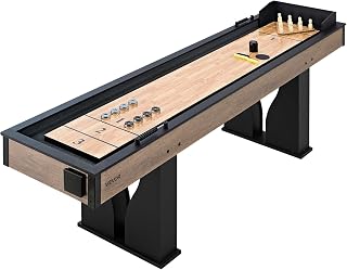 VEVOR 7ft 9ft 12ft Shuffleboard Table for Family Game Room, Shuffle Board with Scratch-Resistant Playfield, Legs, 8 Pucks, Wax, Brush, for Smooth Fast Puck Action