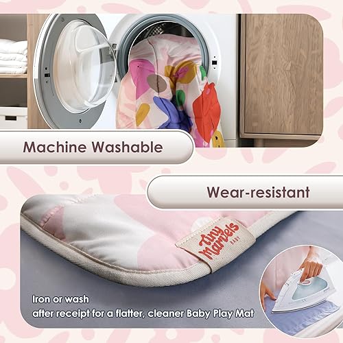 Miniatura 4 de Tapete de juego para bebé, tapete de juego plegable para el suelo, tapete de gateo de 50 x 50 pulgadas para corral con parte inferior