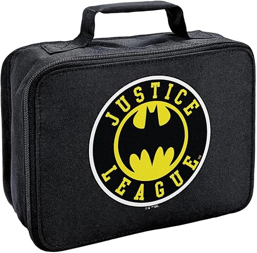 LOGOVISION Lonchera con logotipo atlético de Batman de la Liga de la Justicia con aislamiento y lados suaves, bolsa de almuerzo reutilizable para