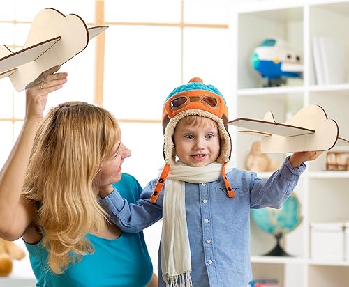 Miniatura 6 de Paquete de 24 aviones de madera para bricolaje, aviones de madera, modelo de avión planeador de madera sin terminar para pintar para cumpleaños,