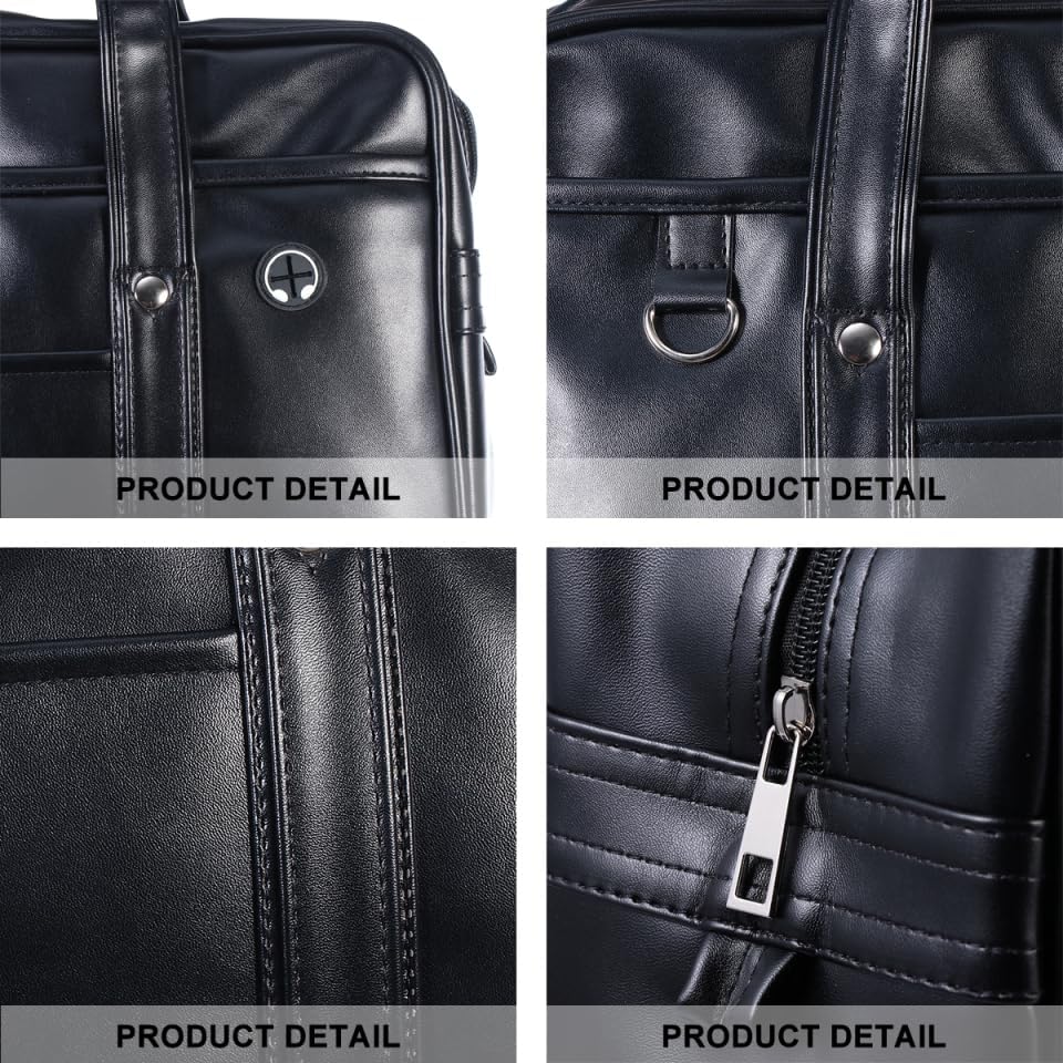 Mikikit Japanese School Bag for Women and Men - Waterproof Pu One-Shoulder Handbag Tote with Large Capacity - Uniform Shoulder Briefcase for Commuting and Laptop Carry - Image 6