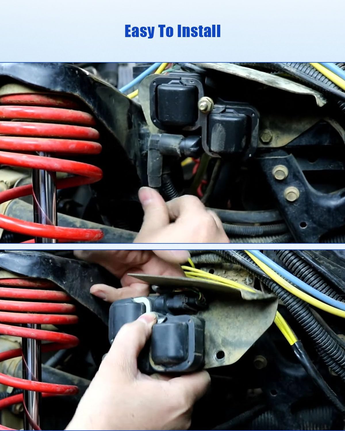 Ignition Coil Fit for Polaris Ranger Crew RZR 800 2011 2012 2013 2014 2015 2016 2017, Spark Plug Wires with Cap Replace 3021671 4010425 4012888 4012889 4013078