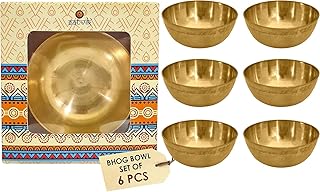 SATVIK Set of 6 Pure Brass Bhog Bowl Set for Pooja