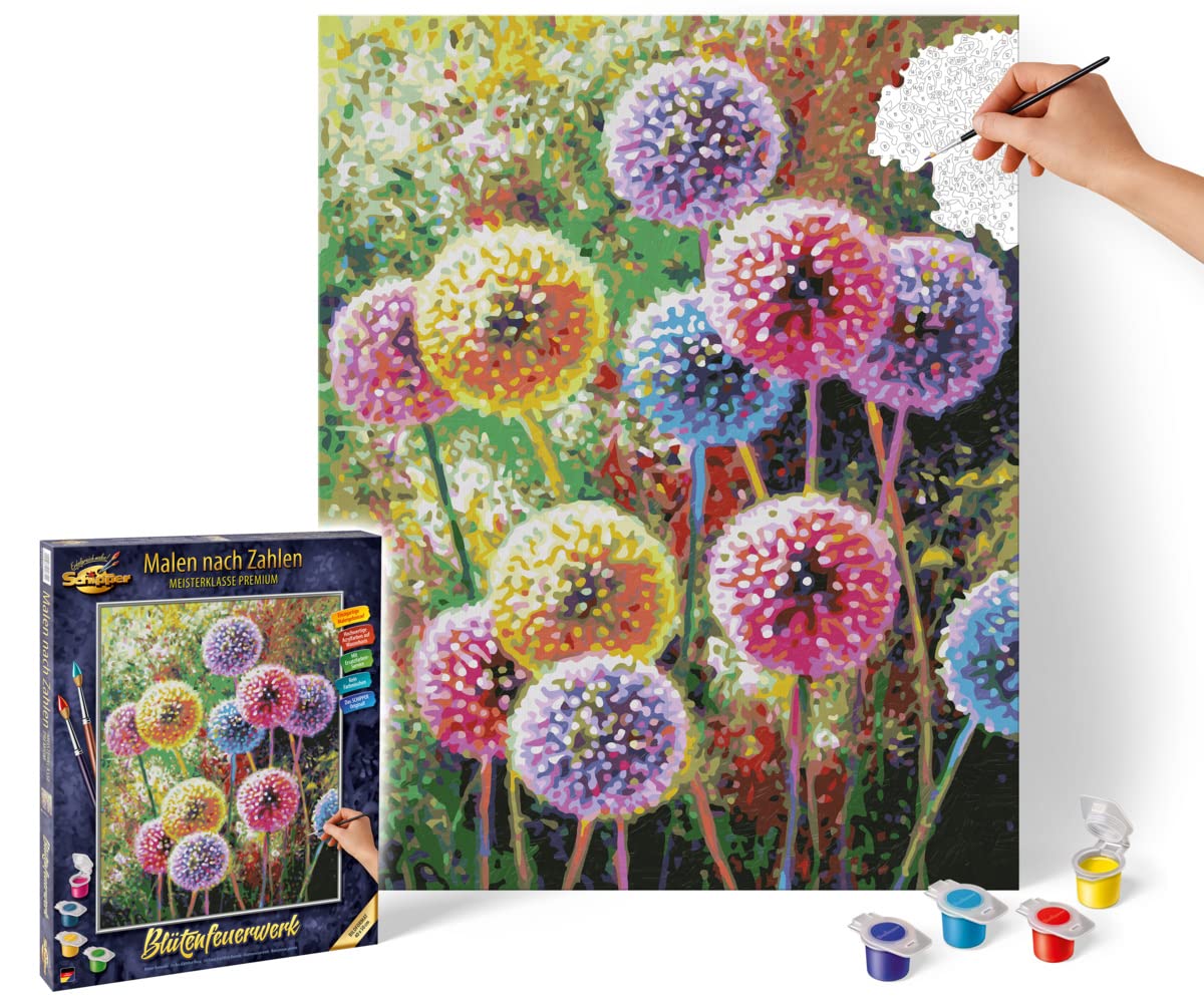 Schipper 609130872 Peinture par numéros - Feux d'artifice floraux - Photos de peinture pour adultes avec pinceaux et peintures acryliques - 40 x 50 cm