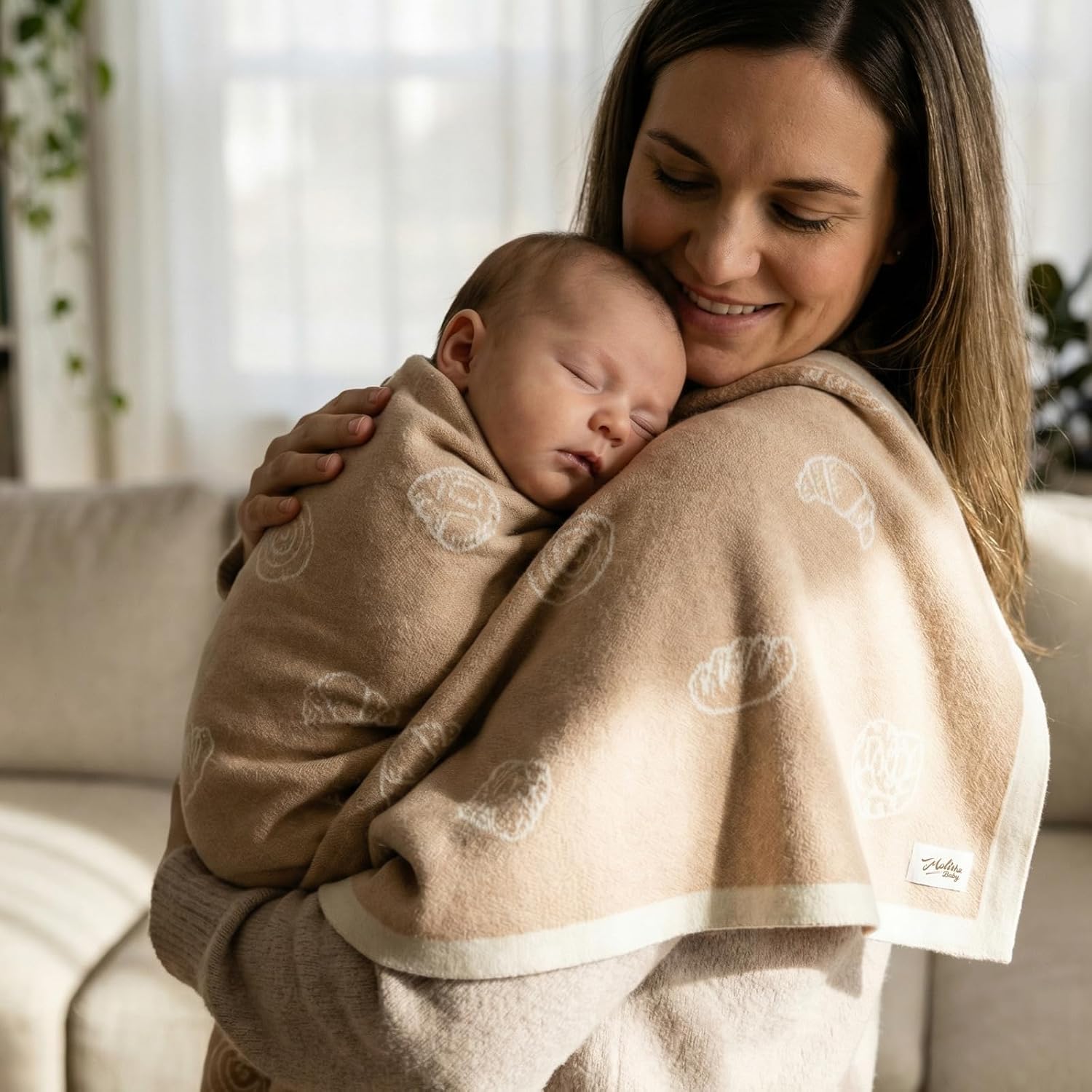 100% Cotton Baby Blanket Ultra Cozy Soft Newborn Swaddle for Boys and Girls, Gentle on Skin, Machine Washable Perfect Registry Essential Caramel Bread