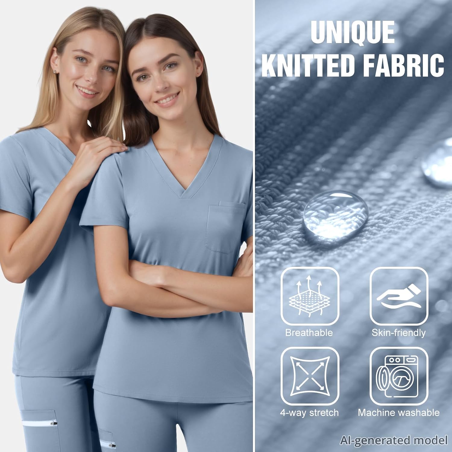 Women’s Stretch V-Neck Scrub Set – Jogger Pants image 5