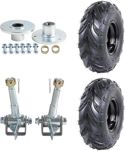 Juego de 2 ruedas de neumático Go Kart 14570-6 en llanta de 3 pernos con nudillos de dirección delantera, bujes de rueda para Karting Go Cart Drift