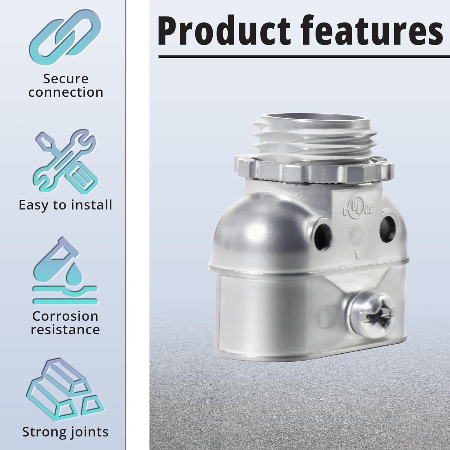 40pcs 3/8” Duplex Flexible Metal Conduit Connectors,Double Barrel MC Connector for Wire Box, Zinc Die Cast Strap Type for 1/2" Knockout 14/2-10/3 Cable