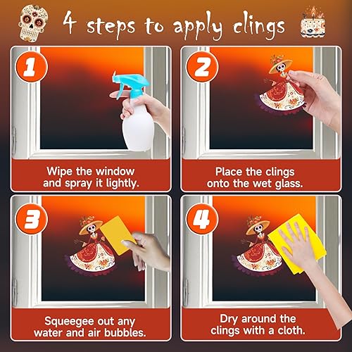 Miniatura 7 de Decoración del Día de los Muertos, calcomanías para ventana del Día de los Muertos, calcomanías para ventana de Halloween, decoración de fiesta