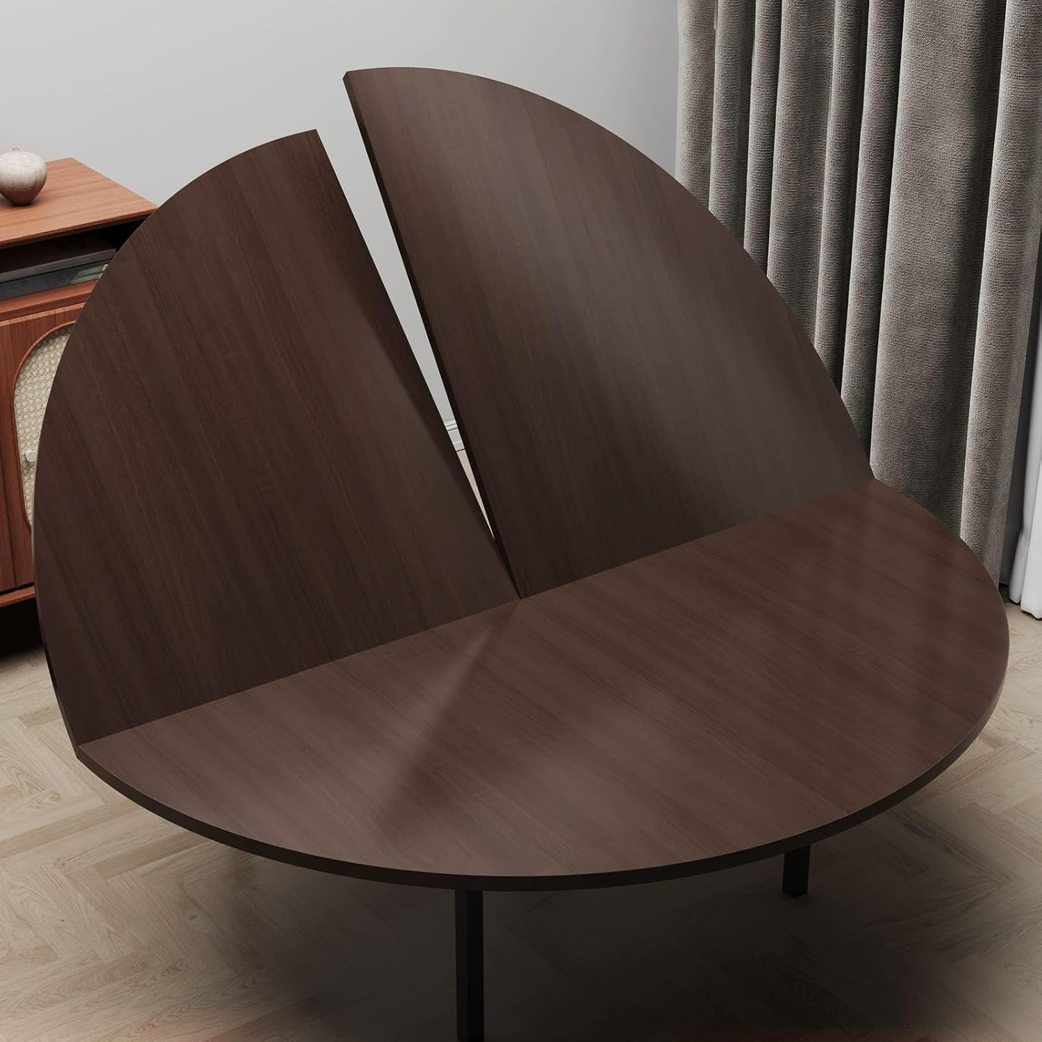 4-Fold Foldable Round Table Top Extender, Only 47.2/51/55.1/59/62.9/71/79in Diameter Temporary Replace Folding Desktop, Wood No Legs Catering Banquet Party Tables(White,47.2in/120cm)