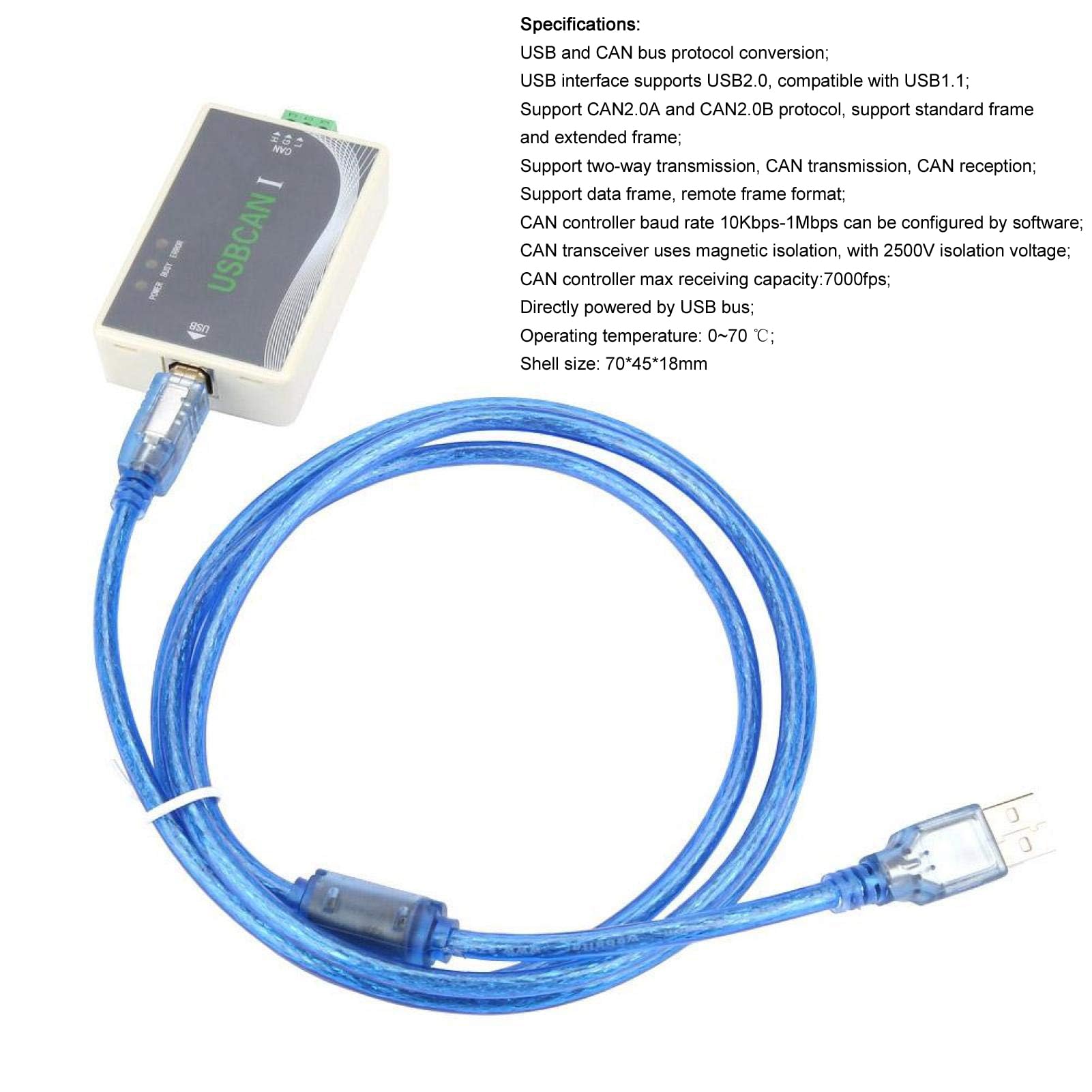 Depurador USB a CAN, Caja de Prueba Usbcan-I Portátil + Cable El Adaptador Del Analizador Usbcan Admite El Software Zlg, para Pruebas de Dispositivos de Bus Can, Red, Monitoreo de Datos