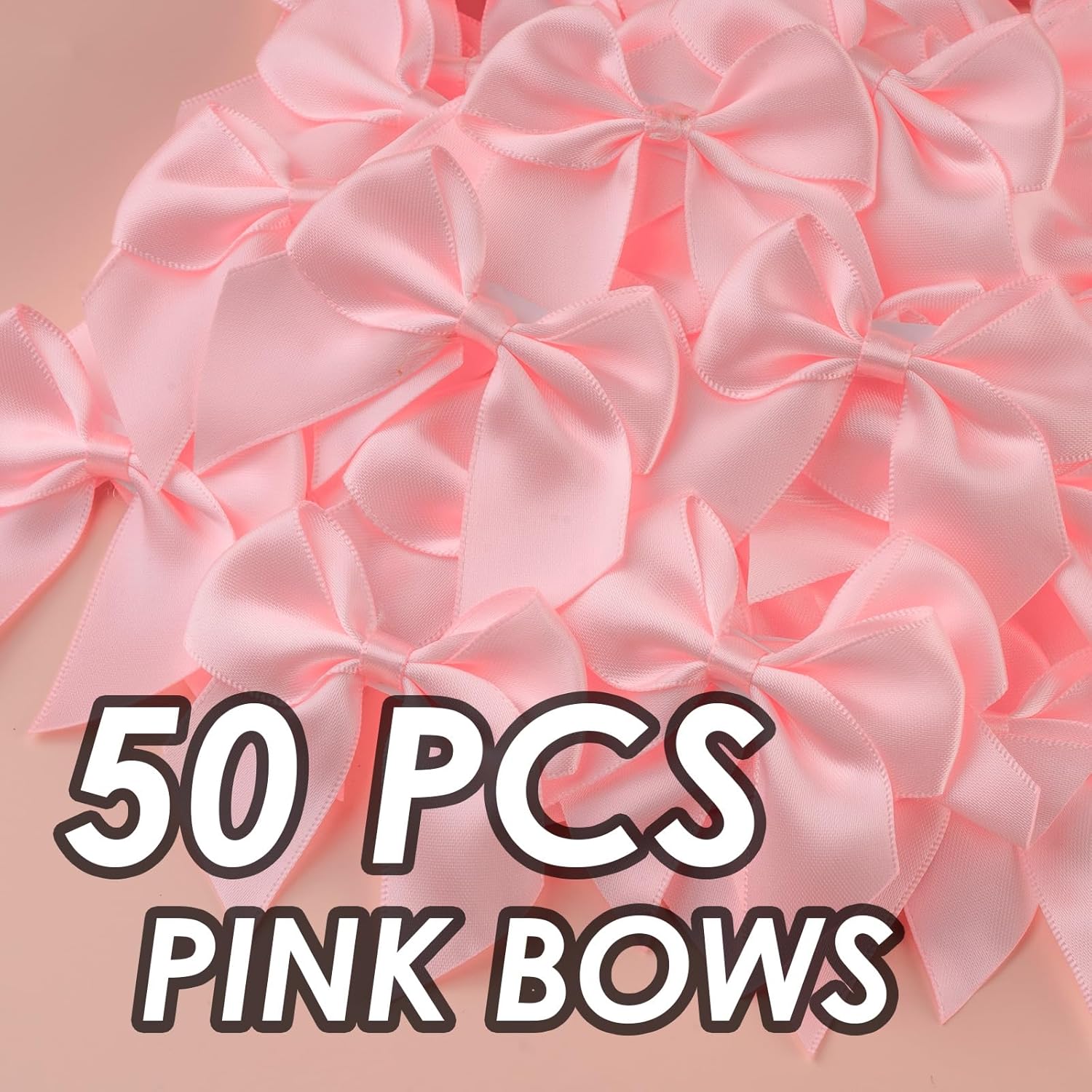 Pink Satin Ribbon Bows 2.5" Self-Adhesive Gift Wrap Bows with Double-Sided Tape for Gift Wrapping, Wedding Decor, Birthday Presents, Party Decor, DIY Crafts, Baby Shower, Anniversary,50 PCs - Image 2