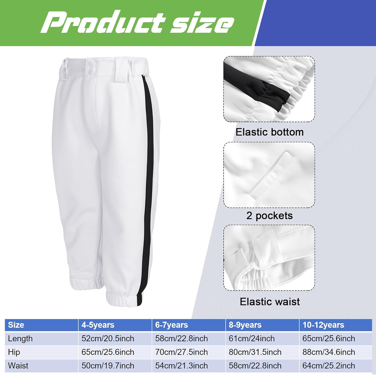 Cozypower 3 Pcs Baseball Pants Combo Set Men Youth Boy and Girls Softball Pants with Socks and Belts - Image 4