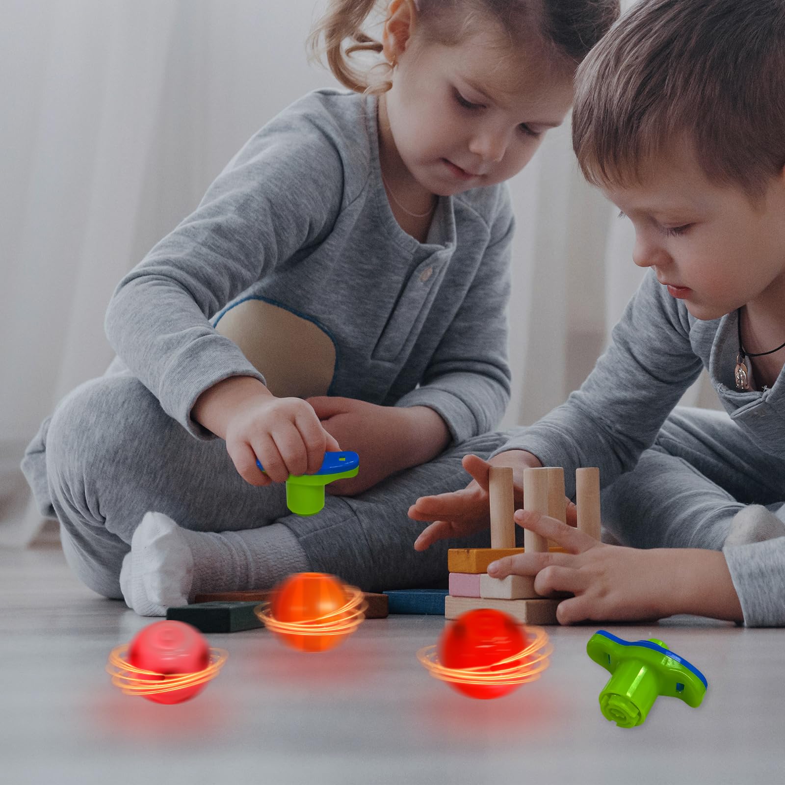 3 Toupies Lumineuses à LED Avec Musique - Jouet Halloween/enfants, Gyroscope Avec Poignée