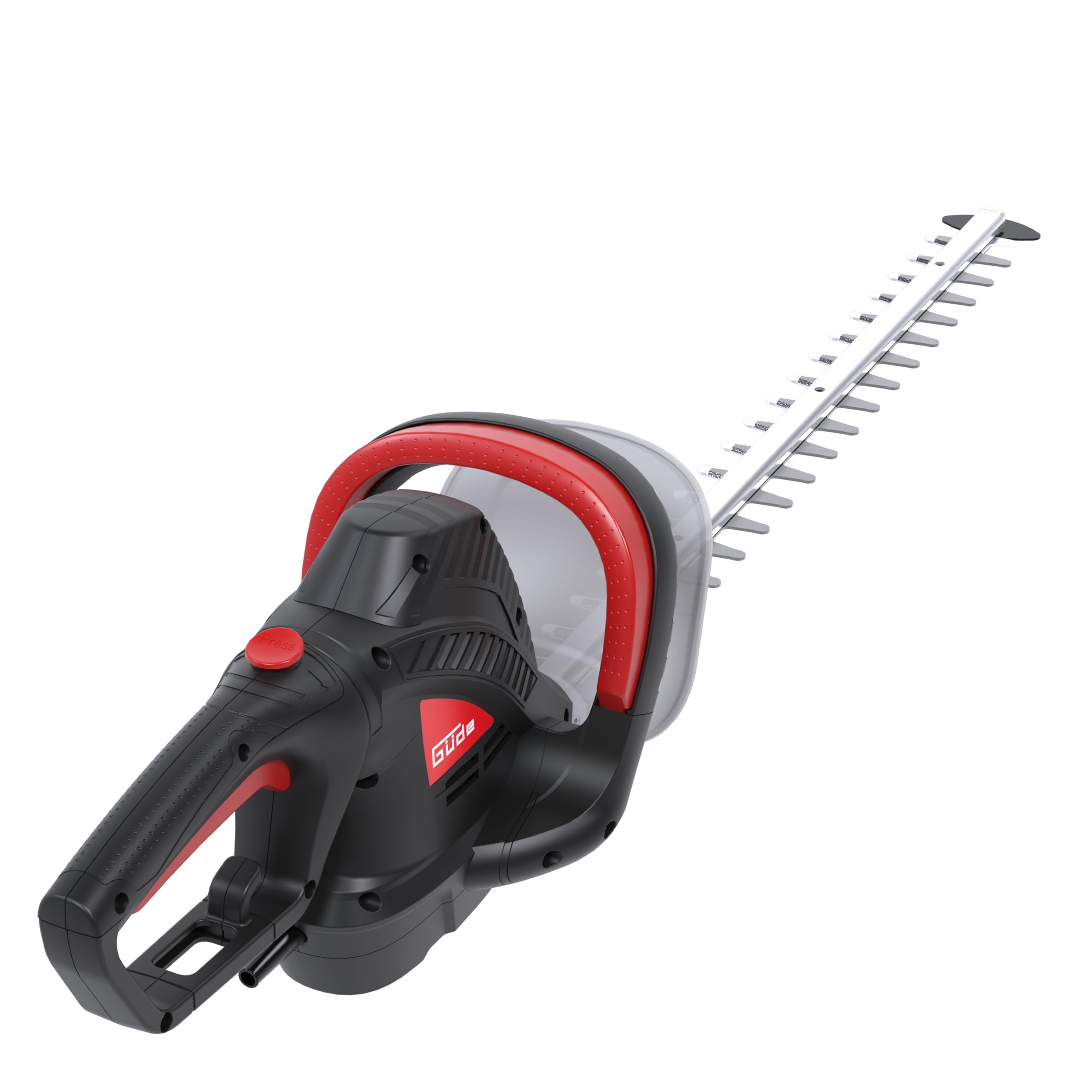 Güde GEH 660-750 - Cortasetos eléctrico (230 V, Potencia de Motor de 750 W, Longitud de Corte de 61 cm, Grosor de Corte de 2,4 cm, Mango Giratorio, Engranaje metálico, Parada mecánica de Cuchillo)