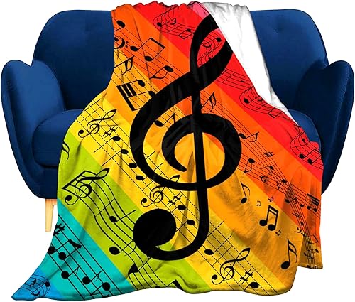 Manta de franela con notas musicales abstractas con piano, para sofá, cama, oficina, todas las estaciones, 60 x 50 pulgadas