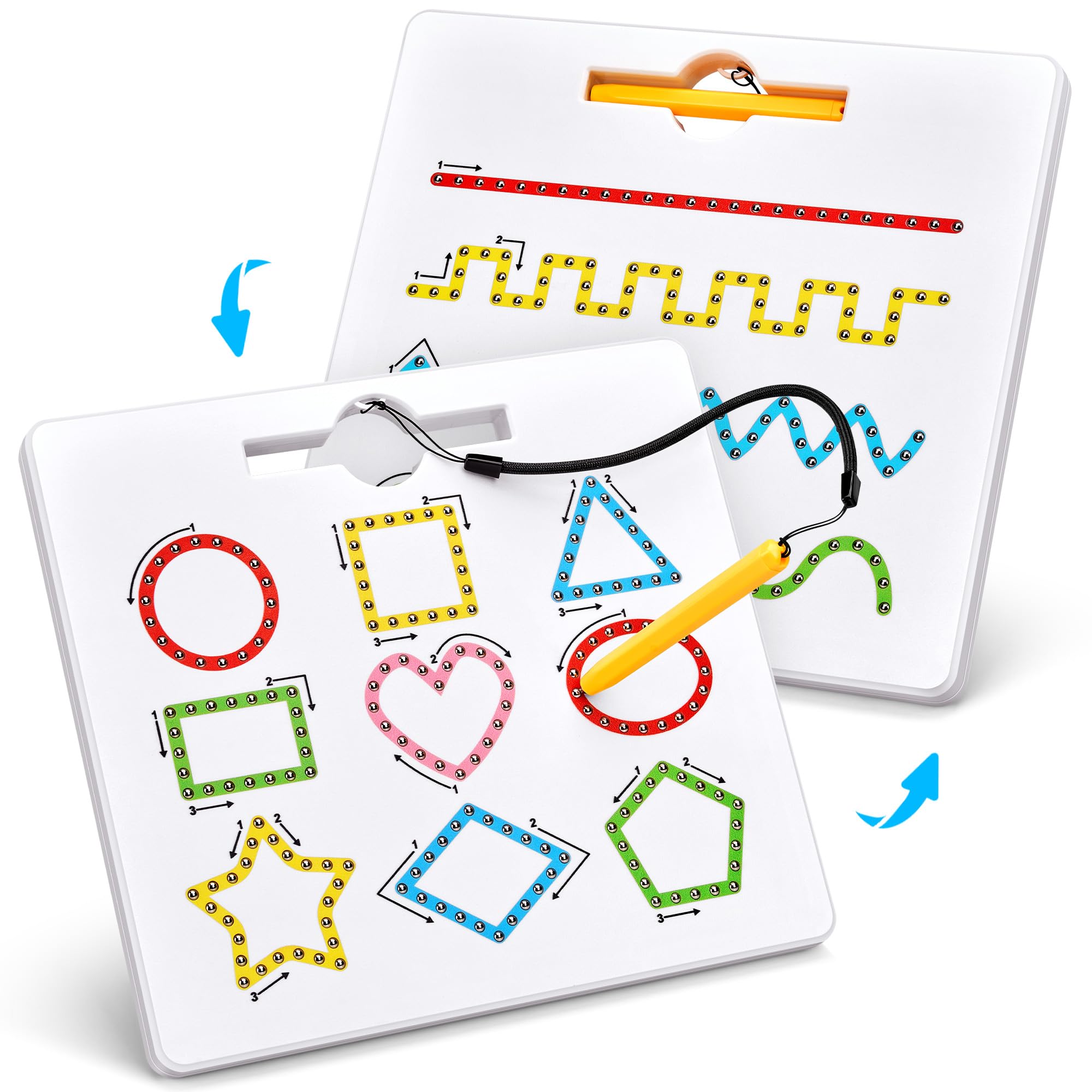 GAMENOTE Magnetic Shapes Lines Tracing Board Double Sided, Pencil Control