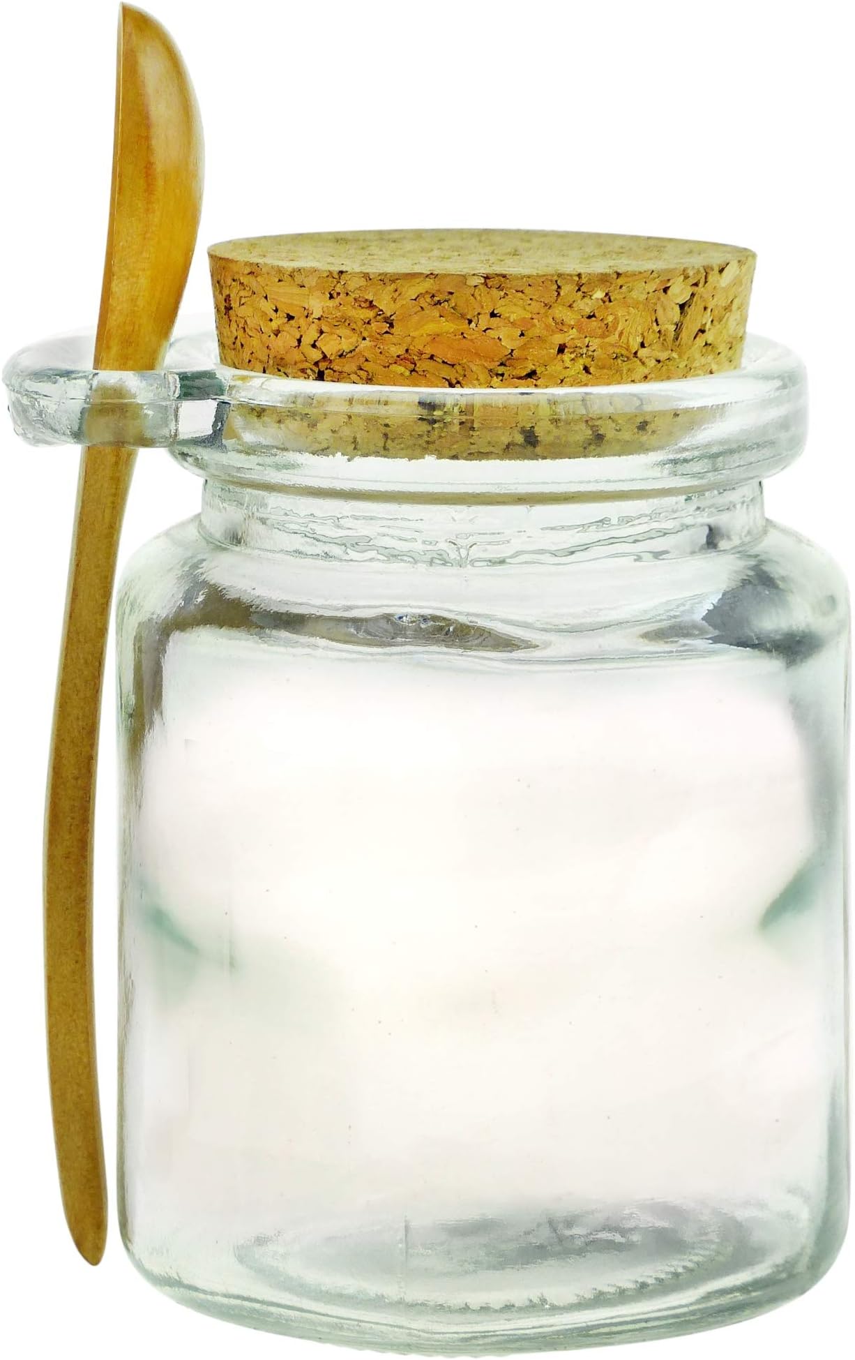 Couronne Company 6122-C Glass Jar with Cork and Wooden Spoon, 8.5 oz, 1 Piece