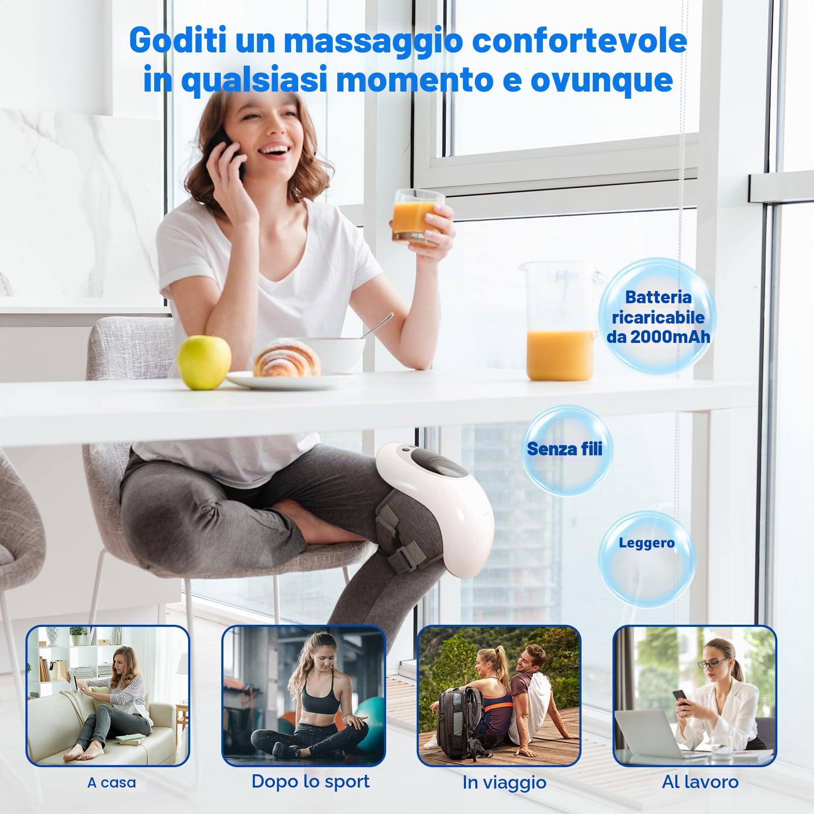 Massaggiatore per ginocchio,Magnetoterapia ginocchio wireless con display multifunzionale,Massaggiatore a infrarossi con temperatura e vibrazione regolabili per alleviare il dolore ginocchio