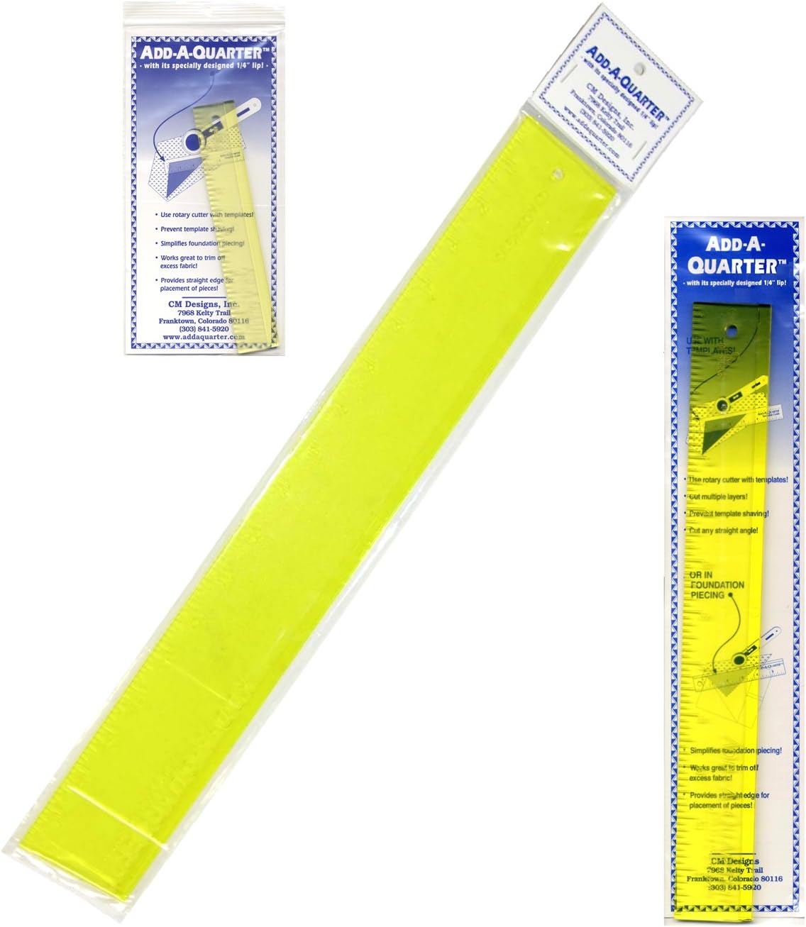 Add-a-Quarter Ruler Bundle of 3 Sizes: 1" by 6"; 1.5" by 12", and; 2.5" by 18"