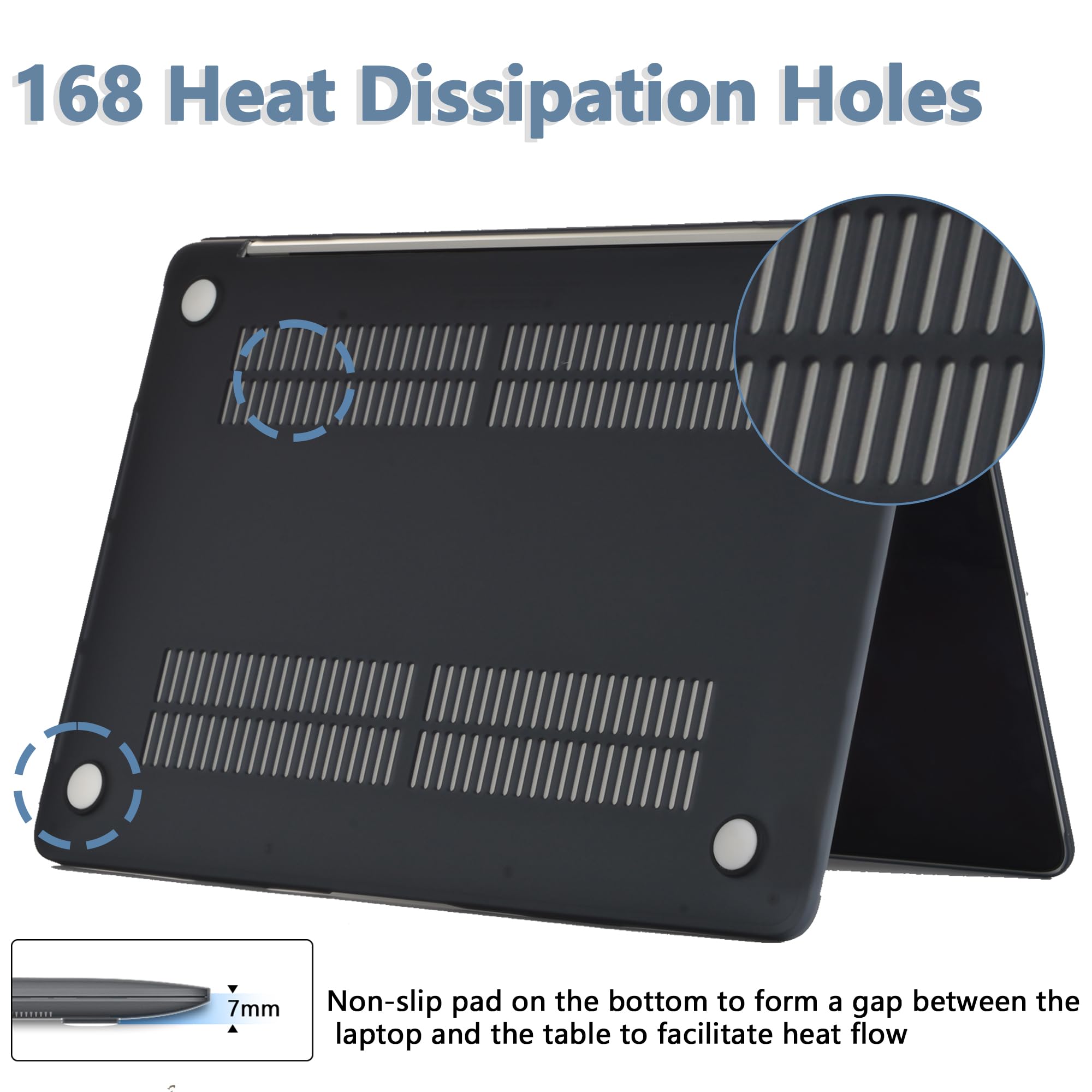 NPUOLS Custodia Protettiva per MacBook Air 13 Pollici Cover 2021 2020 2019 2018 Modello A2337(M1) A2179 A1932, Opaco Rigide Custodia e Ultra Sottile TPU UE Tastiera Cover (A2337 A2179), Nero