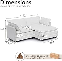 Vista 2 de Polar Aurora Sofá modular de gran tamaño, cómodo juego de sofá cama con 2 almohadas para reposabrazos, 2 asientos, combinación moderna de pana