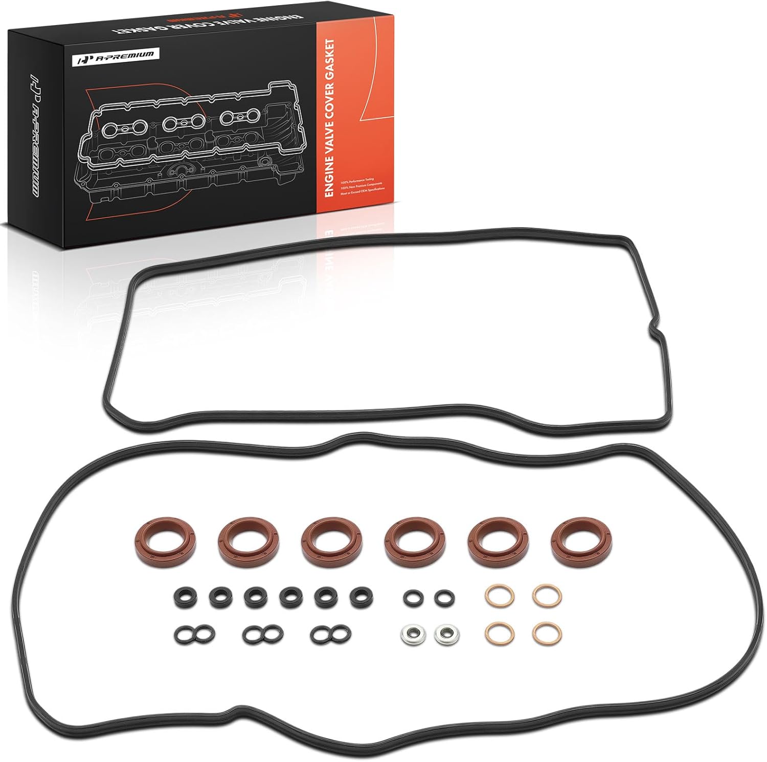 A-Premium Engine Valve Cover Gasket Set Compatible with Toyota Camry 2007-2017, RAV4 2006-2012, Highlander 2008-2016, Sienna, Avalon, Venza & Lexus RX350, RX450h, ES350 & Lotus Evora, Evora GT