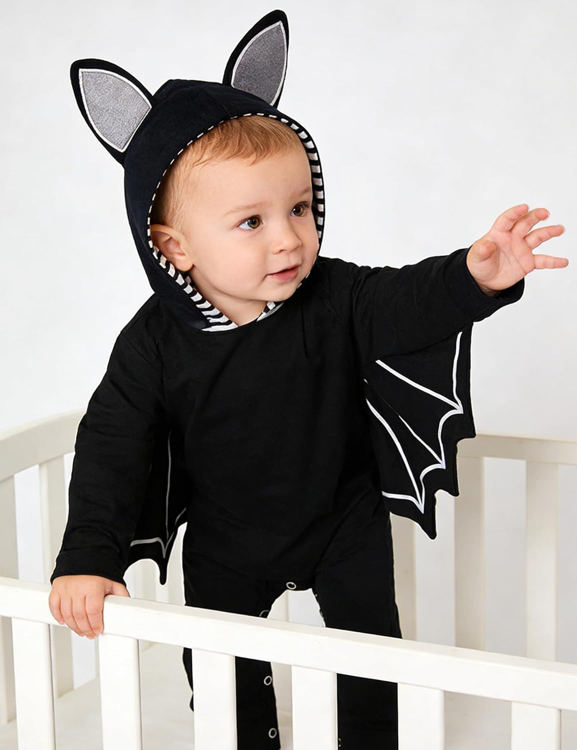 Baby Boy Halloween Outfit Infant Bat Long Sleeve Hoodie Romper Overall Halloween Costume 18-24 Months - Image 2