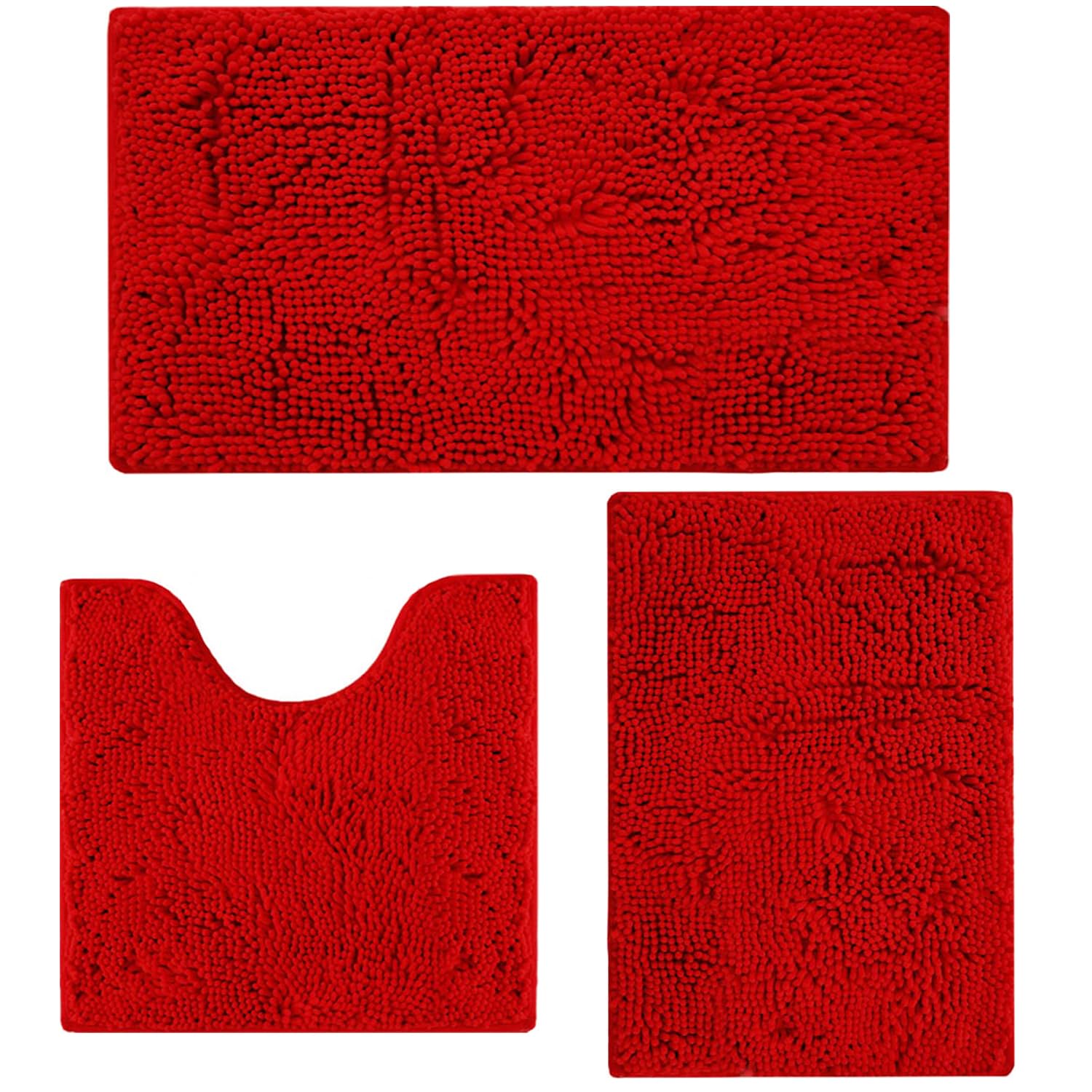 Bathroom Rugs Sets 3 Piece Non Slip,Bath Rugs with PVC Backing Bath Carpet,Bathroom Rug Washable,Absorbent,Plush Carpet Mats,Bath Mats for Bedroom,