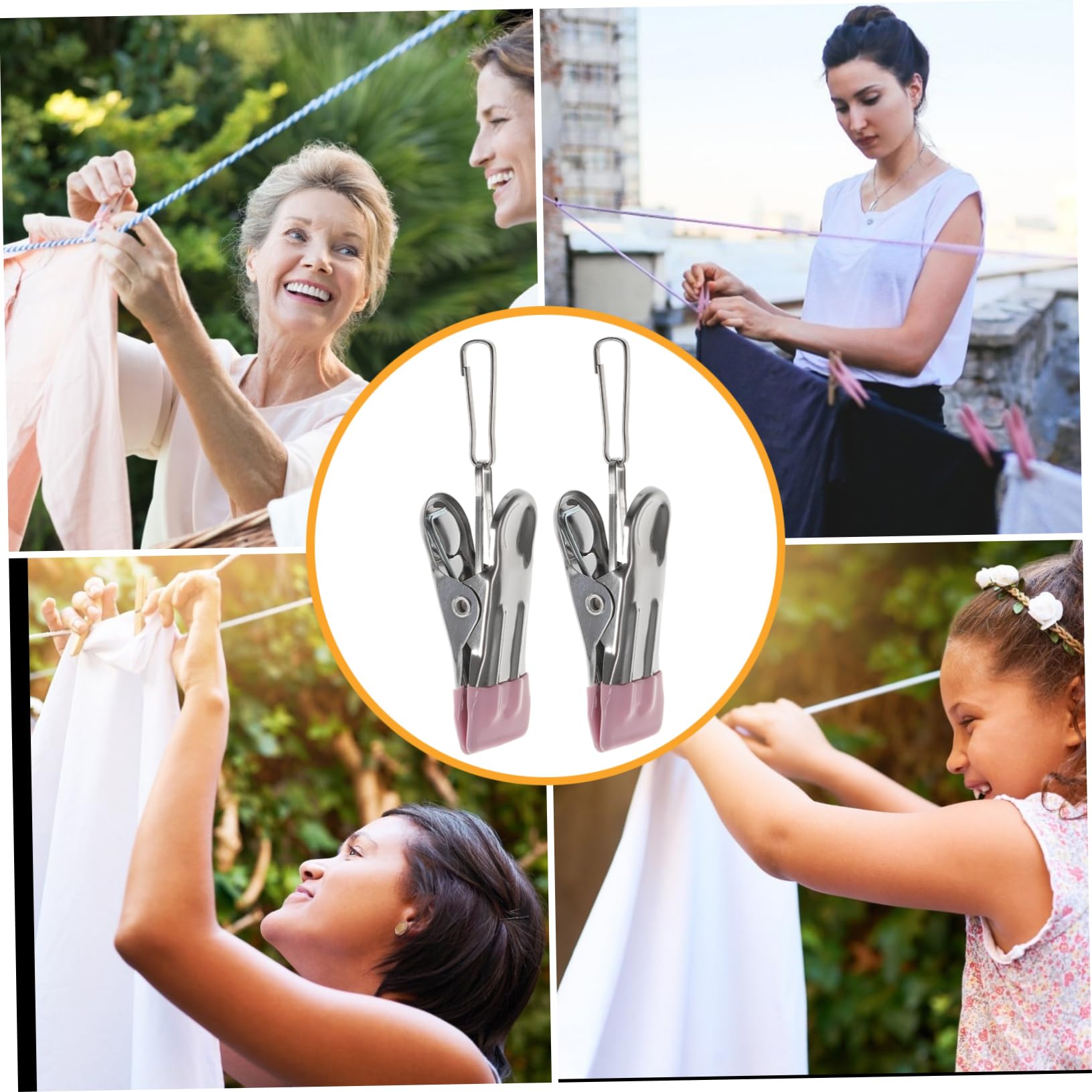 Abaodam 3 Set Di Mollette Multiuso Per Stendere I Panni Clip in Acciaio Inossidabile Per Appendere Vestiti Asciugamani Sciarpe Bucato Uso Pesante 6 Pezzi*3