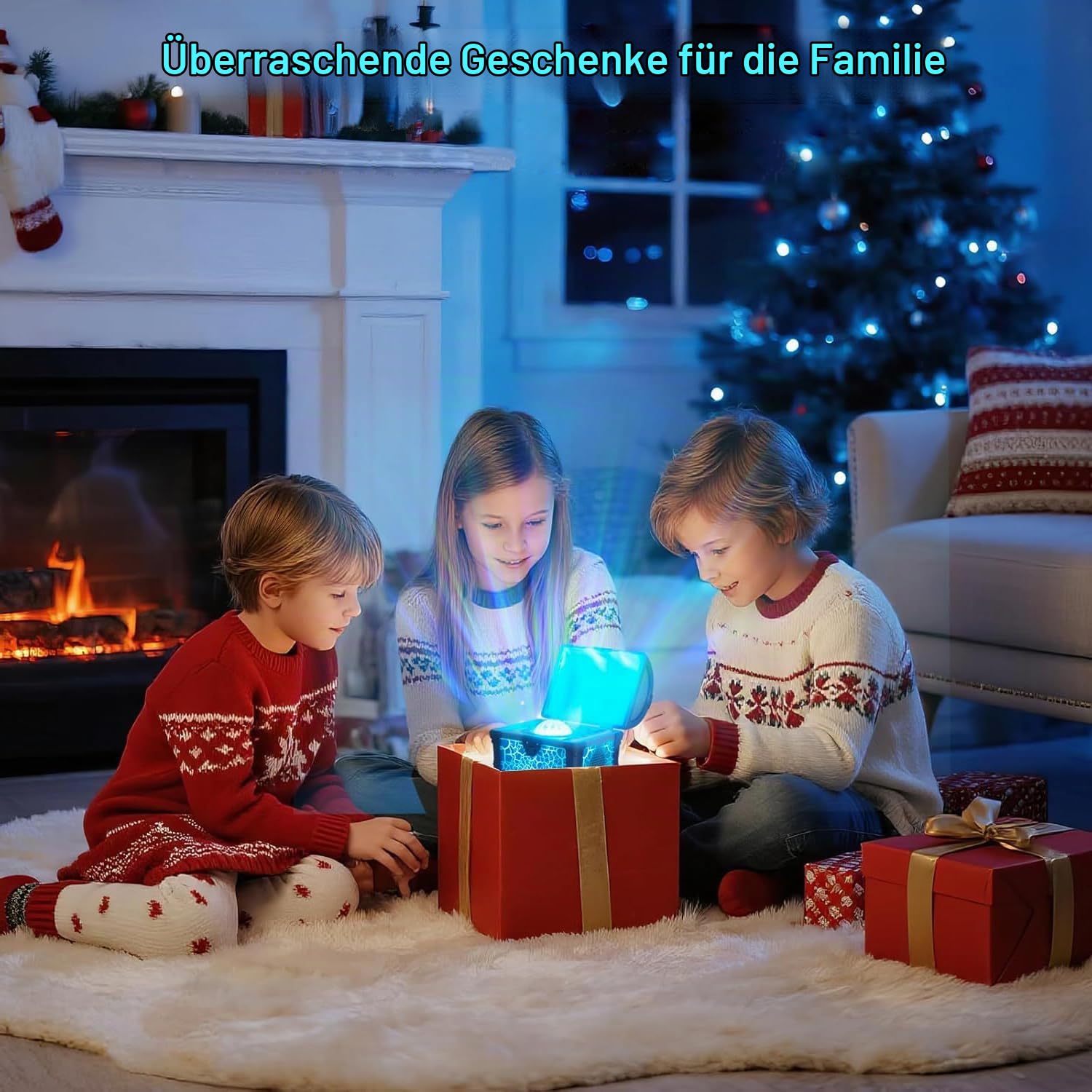 Sternenhimmel Projektor Schatzkiste Nordlicht Lampe, Galaxy LED Nachtlicht Projektor mit 8 White Noise, Lautsprecher, Timer und Fernbedienung, Polarlicht Lampe für Schlaf- Gaming Zimmer Geschenke,Blau