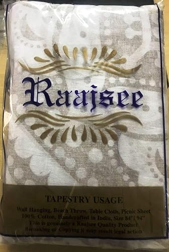 Miniatura 8 de raajsee - Tapiz brillante dorado para colgar en la pared, diseño mandala - Algodón indio, colchas hippie, ropa de cama boho, colcha blanca dorada