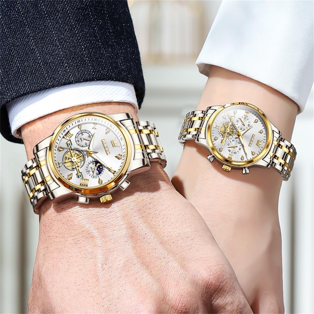OLEVS Couple Watch Valentines Couple Matching Watches His and Her Couple Set Wrist Watch Men and Women Lovers Wedding Romantic Gifts Set of 2 - Image 3