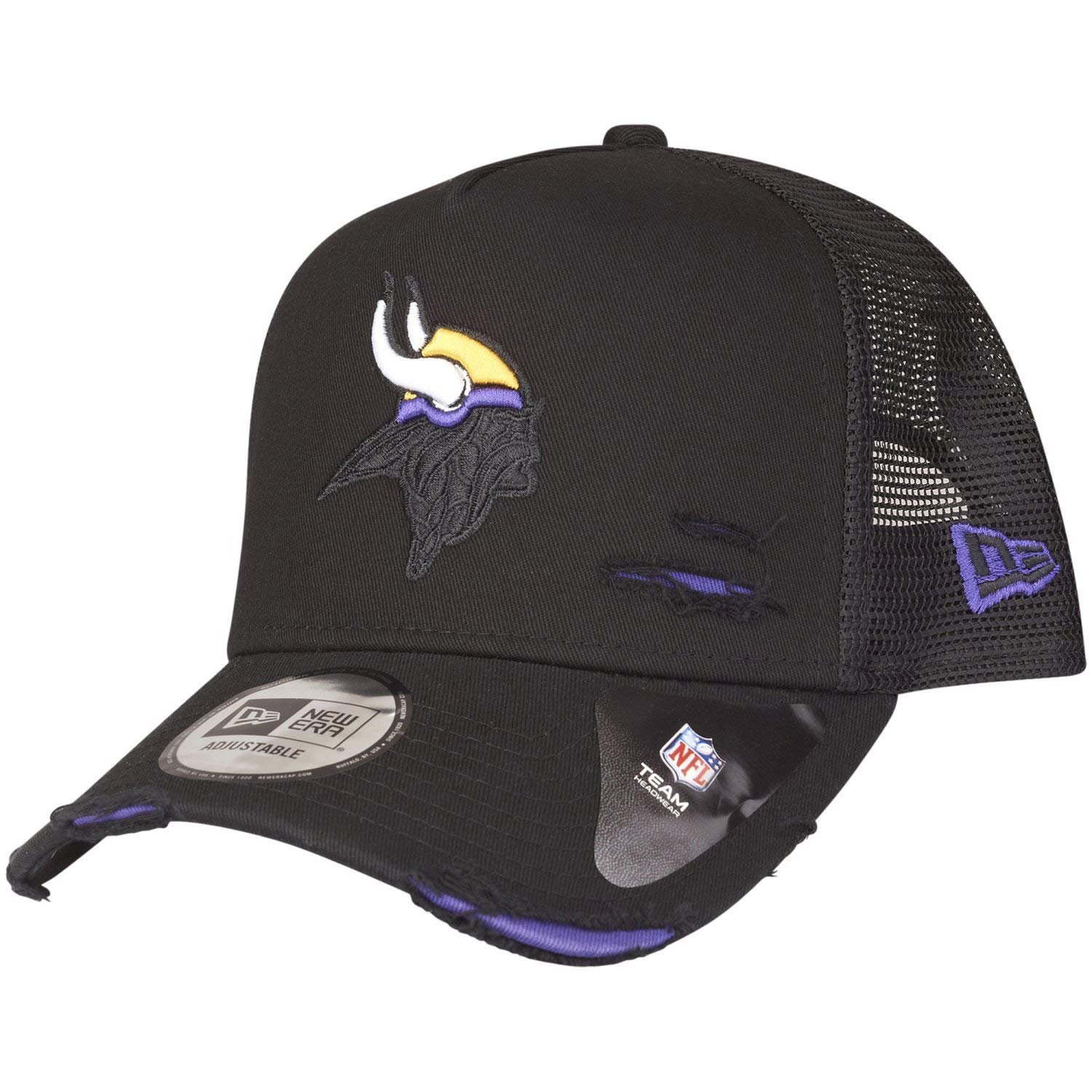 New Era Adjustable Trucker Cap Distressed Minnesota Vikings - One Size