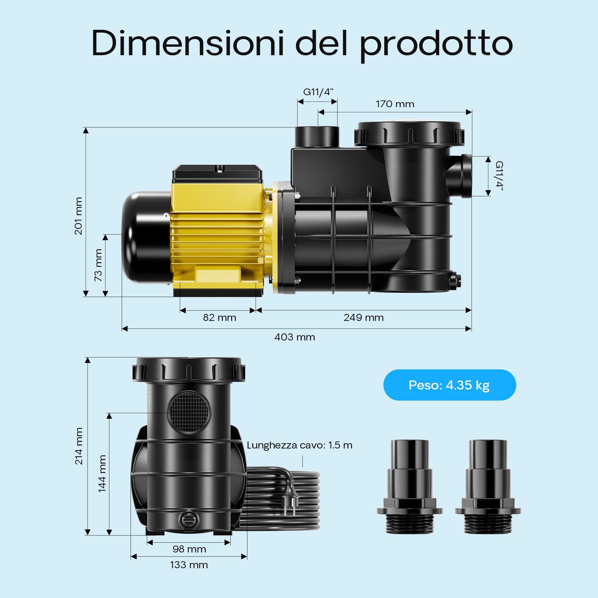 SunSun Pompa piscina per ricircolo e filtraggio 5000 L/h 220 W Pompa di circolazione