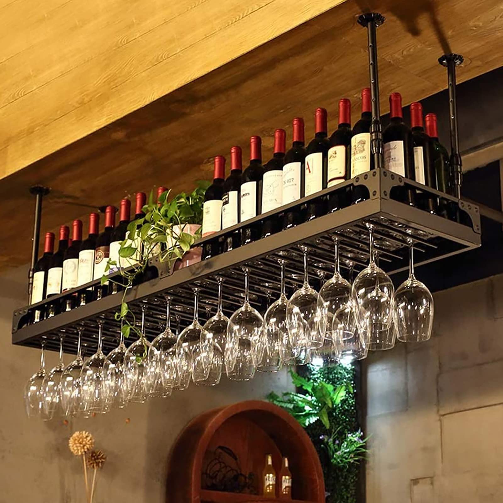 Support de plafond industriel en métal DASHADAO noir 60cm pour bar