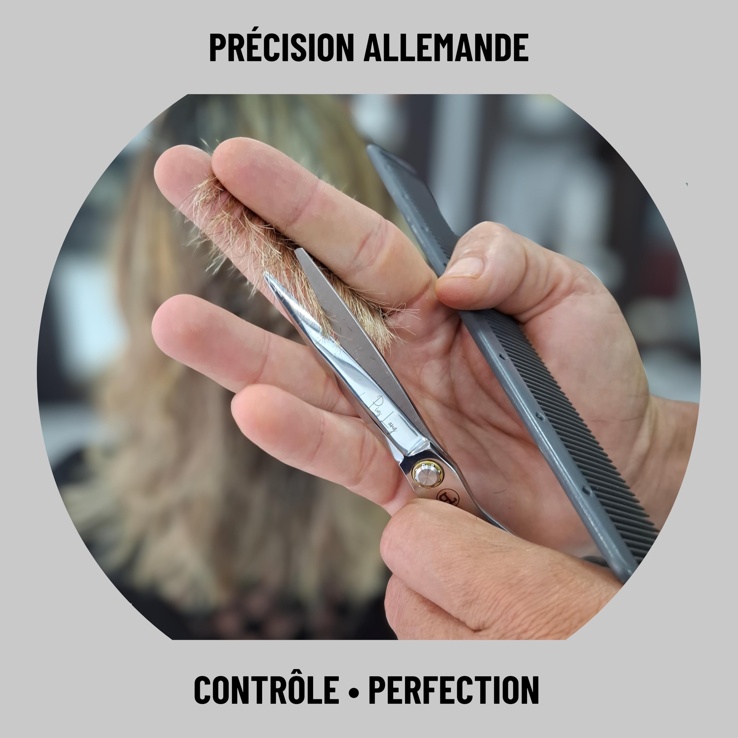 Ciseaux de Coiffure Professionnels 6,5" Lames Convexes Système de Tension à Roulement à Billes Étui
