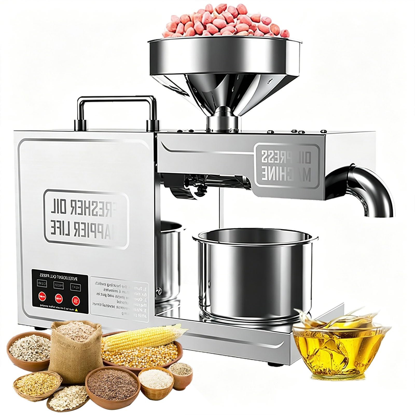 Machine à presser l'huile automatique 820W en inox 3-6 kg/h