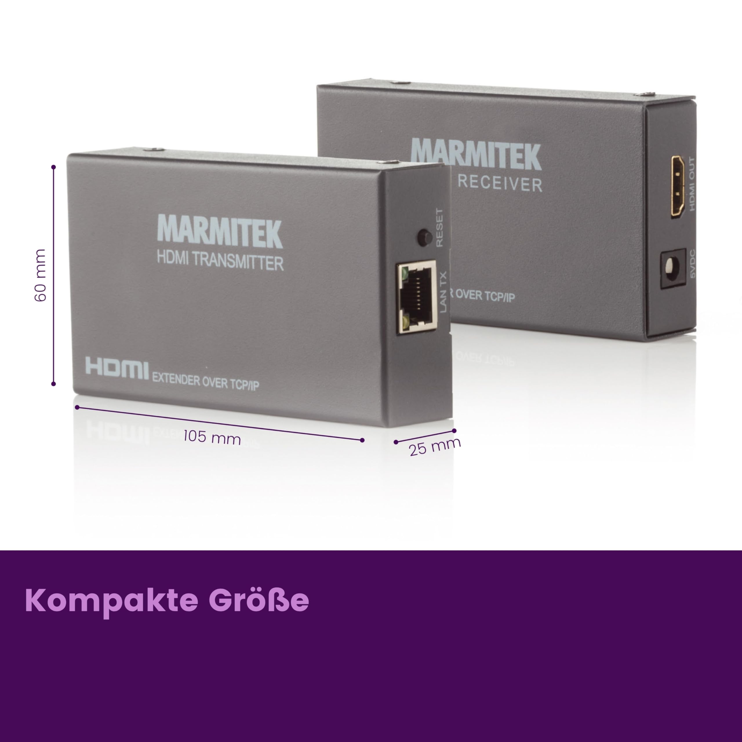 Marmitek MegaView 90 - HDMI over Ethernet Extender 120 m CAT5e CAT6 LAN | Full HD 1080p über bestehendes LAN, 1 Sender auf mehrere Fernseher, Router/Switch, mehrere Empfänger und Plug & Play
