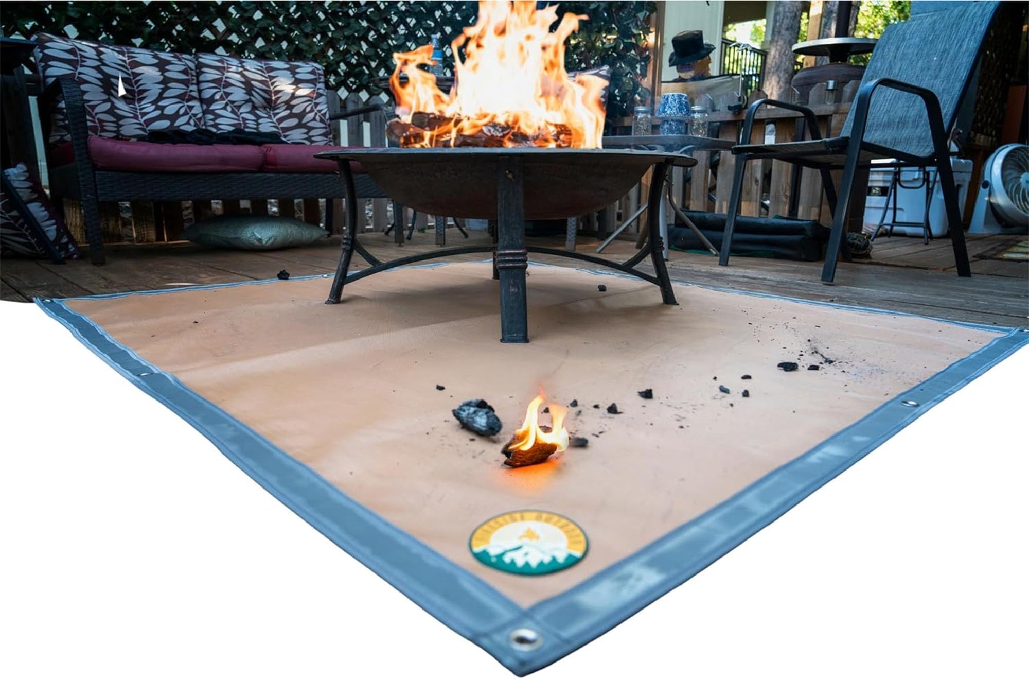 Fireside Outdoor Portable Fire Pit Mat for Under Grills - Under Grill Mats for Outdoor Grill Deck Protector, Solo Fire Pit Accessories, Fireproof Mats, BBQ Pits, Firepit - Ember Mat, 67"x60"