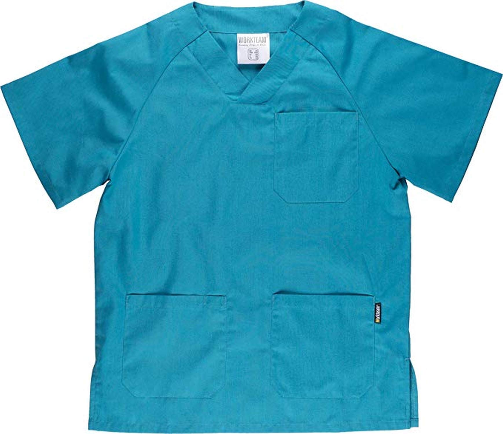 WORKTEAM Conjunto Sanitario Casaca y Pantalón Multibolsillos Cuello Pico Cintura Ajustable
