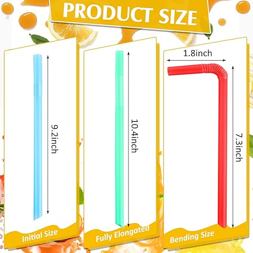 Miniatura 3 de 600 popotes jumbo para batidos, pajitas de té de burbujas flexibles, pajitas Boba desechables de plástico, envueltas individualmente, coloridas