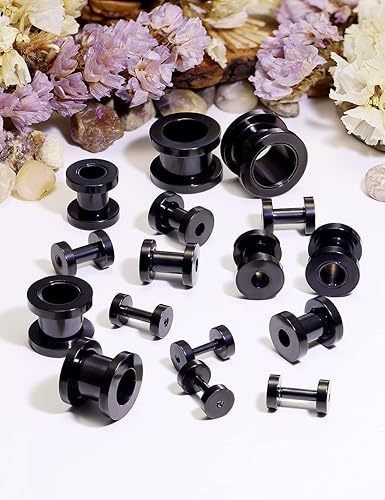 Miniatura 5 de Prjndjw Kit de dilatadores de oreja de acero quirúrgico, aretes expansores de túnel de oreja, tapones para lóbulos de oreja, juego de joyería para