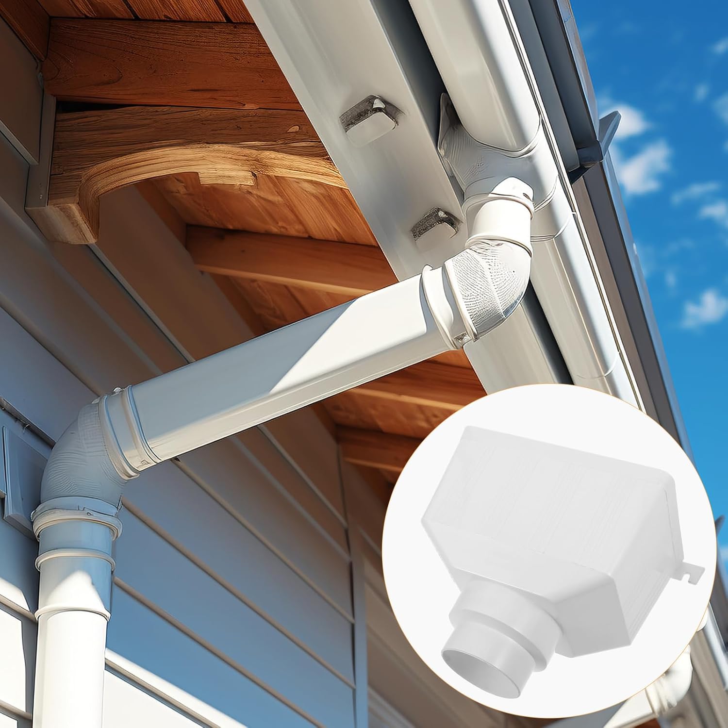 DOITOOL Gutter Connector, Gutter Downspout Adapter, Rain Gutter Downspout Extensions, Downspout Diverter, Universal Downspout to Drain Pipe (10.4X5.8X8.3 inch)