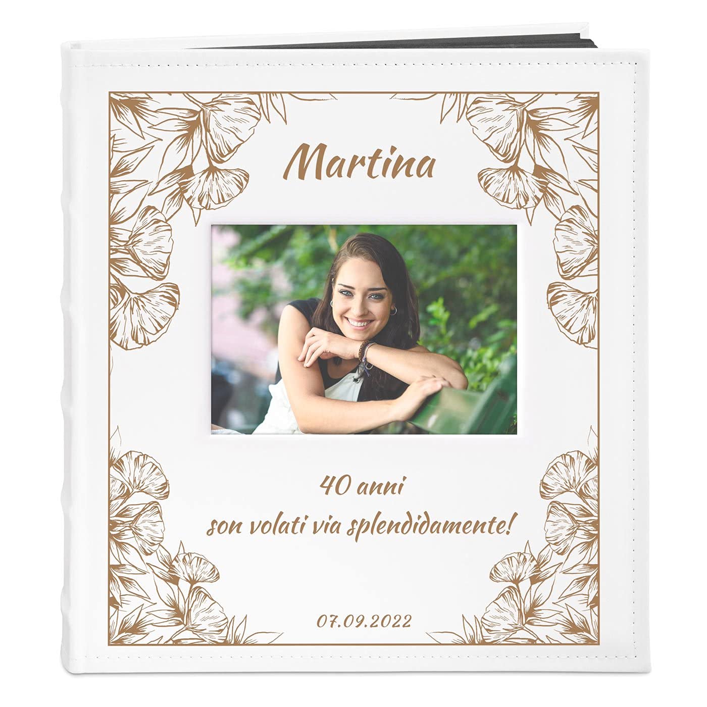 Maverton Album Fotografico Personalizzato | Copertina Rigida in Pelle Sintetica con Finestra, 60 pagine, 240 foto 10x15 cm, regalo donna, Fiori